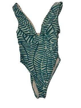 Vitamin A Teal Leaf-Print One-Piece Swim Bodysuit